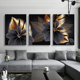 Toile - Black Flowers